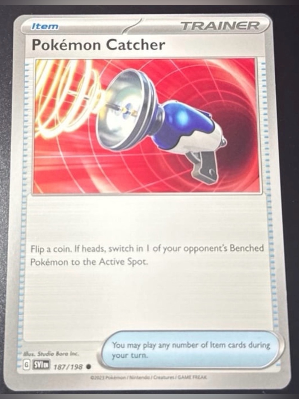 Miscut Error Border Pokémon Catcher 187/198 rare NonHoloFoil Perfect Order Lp